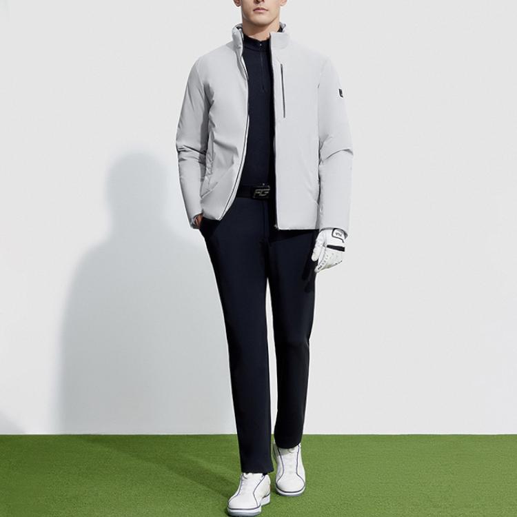 Fila Golf Series Solid Color Stand Collar Golf Elite Down Jacket Men Jacket Medium-Gray A11M345914F-GY