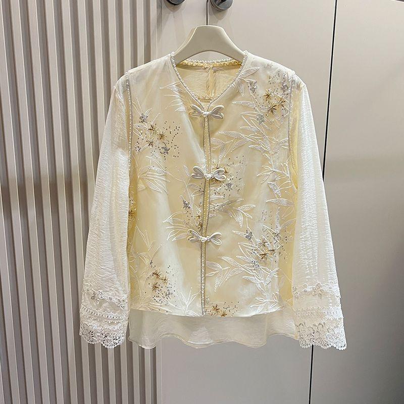 

Жилет с дисковой пряжкой и вышивкой бисером, женский, лето 2025, новый, кружевная вставка, многослойный топ 3XL (recommended 138-75kg)