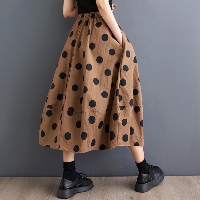 Acquista Gonna lunga da donna estiva casual ampia con pois vintage