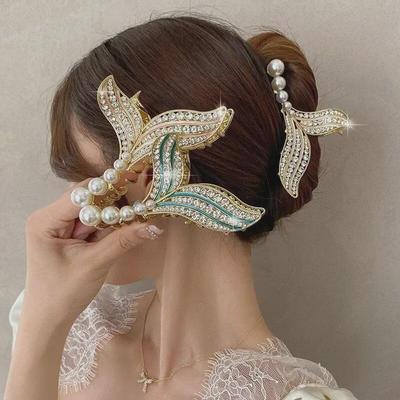 Korean Pearl Fishtail Mermaid Hair Clip - Elegant Princess Style, Large & Niche Design