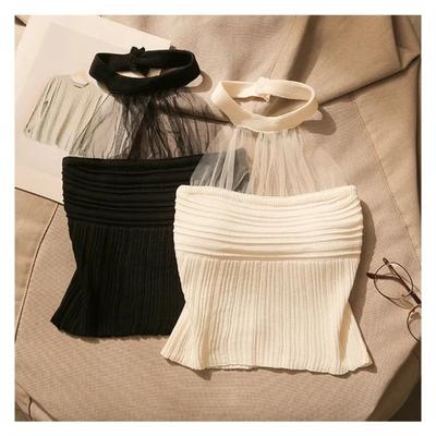 Retro Lace Slit Strapless Vest Women's Sweet and Elastic Chest Wrapped Top One-piece Beautiful Back Bottom Shirt