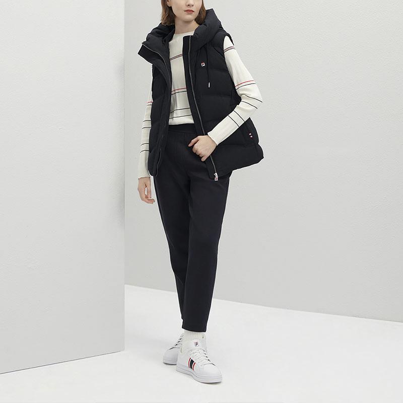 FILA Solid Color Hooded Down Vest Women vests Legendary-Blue F11W341911F-NV