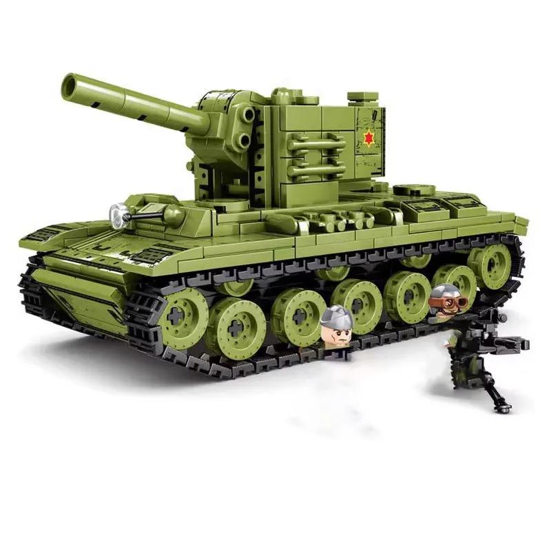 Creative Building Blocks Soviet KV-2 Heavy Tank 3D Three-dimensional Model Boy Puzzle Assembly Children's Military Armore Toy