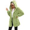 New Autumn and Winter Style Plaid Jacquard Plush Touch Hooded Pocket Cardigan Jacket for Women