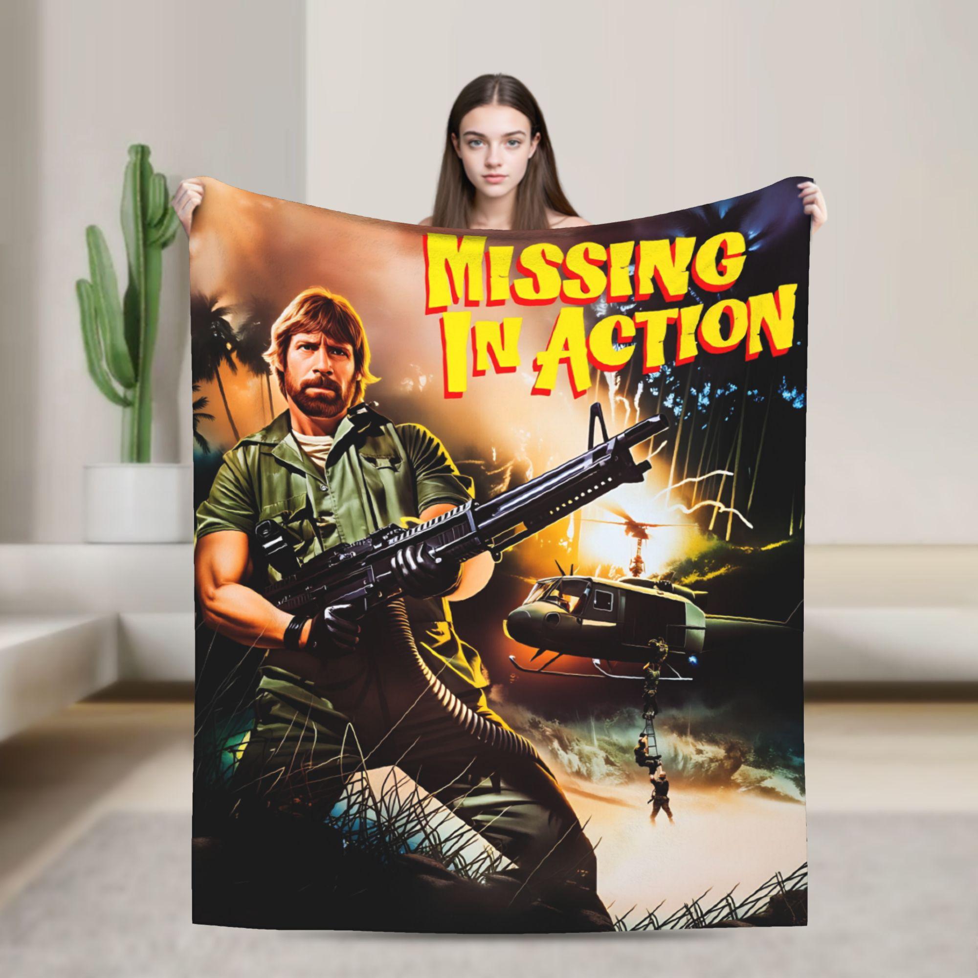 Missing In Action HD Poster Throw Blanket Soft Cozy Graphic Blankets Chuck Norris For Home Decor Flannel Bedspread Bed Cover 75X95CM