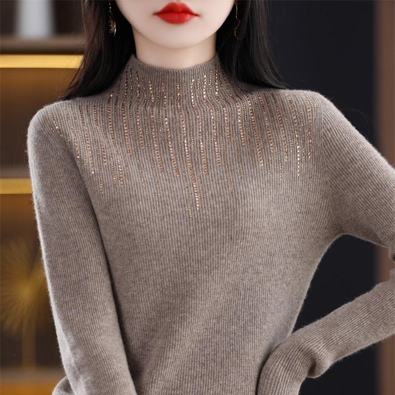 Women's Cashmere Sweater Qinghe Cashmere 30% Cashmere 70% Wool Women's Autumn and Winter Cashmere Pullover Soft and Warm