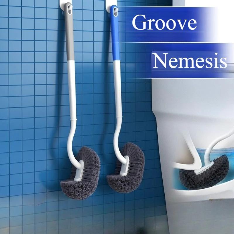S-type Bathroom Wall-mounted Toilet Curve Brush Bent Head Corner Gap Brush Soft Hair Household Items Cleaning Tools Accessories