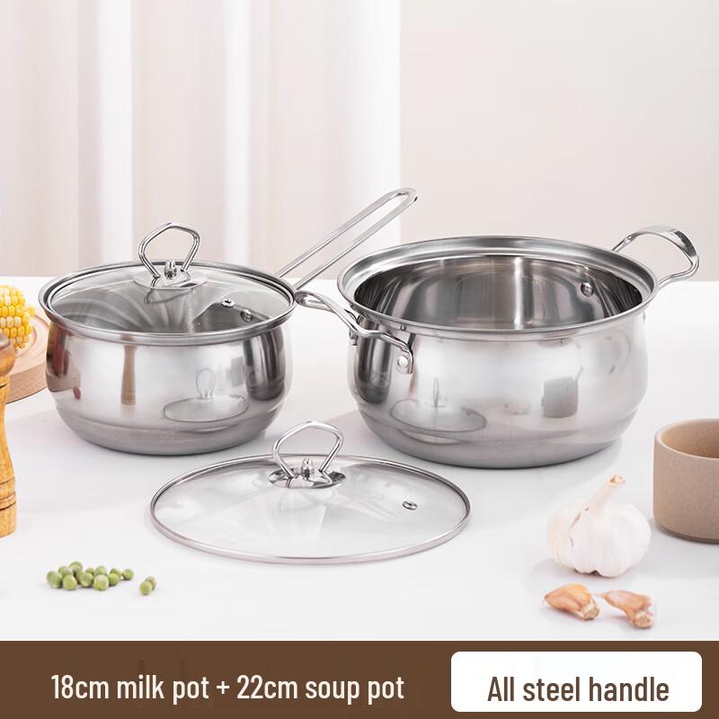 LeChuHeLi Star Chef 2-Piece Stainless Steel Pot Set (18-22CM)