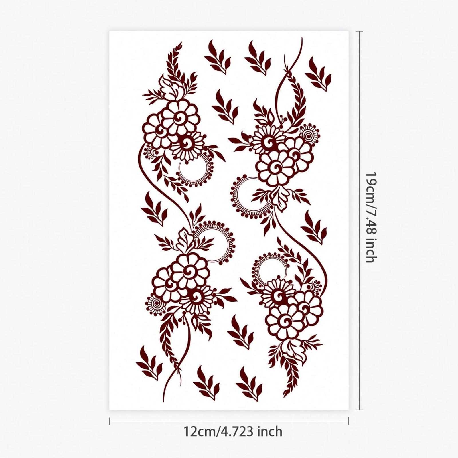 Dark Red Flower Totem Holiday Tattoo On The Back Of The Hand 12*19