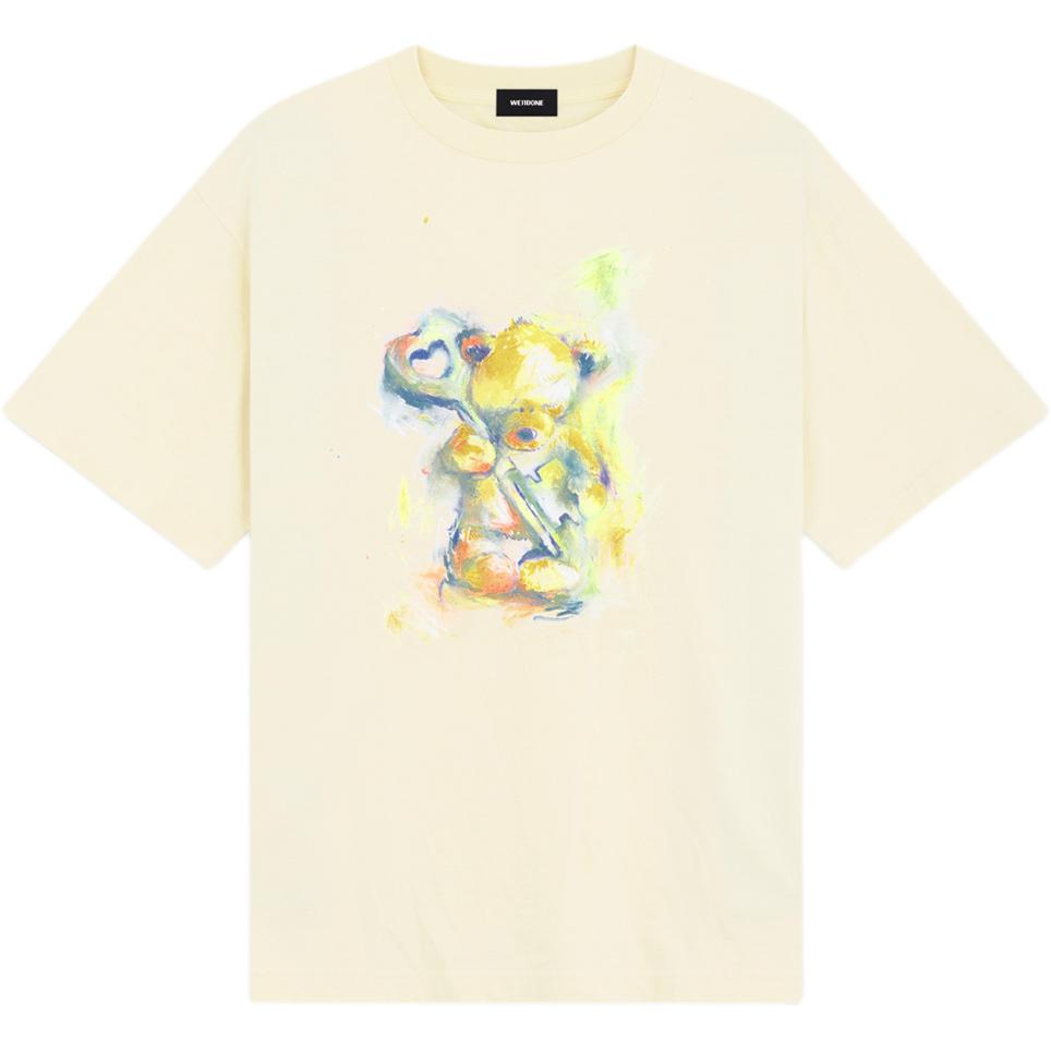 WE11DONE Cartoon Pattern Printed Round Neck Short Sleeve T-Shirt Unisex Tops Off-White WD-TT3-24-752-U-BG