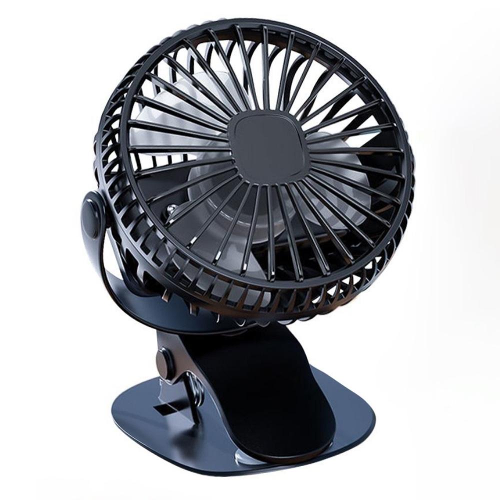 Fan with clip, mini fan, USB charging, mobile, black, desk