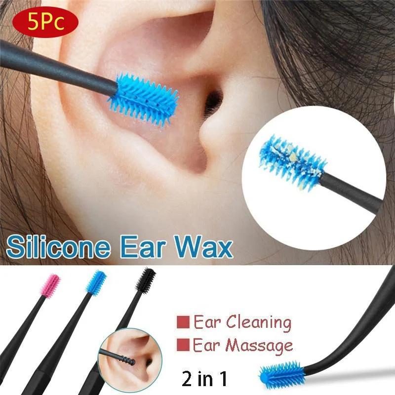 This 5-pack soft silicone ear pick features double-ended spiral tips for effective yet comfortable ear wax removal.