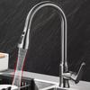Silver Pull Out Kitchen Sink Faucet Thickened BrassThree Model Stream Sprayer Nozzle Stainless Steel Hot Cold Wate Mixer Tap