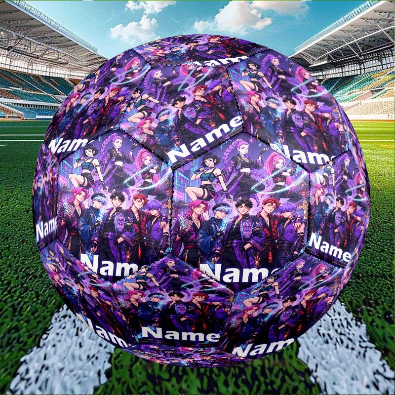 Custom Name Personalized Kpop Demon Hunter Print Size 5 Soccer Ball Training & Match Football, for Team, Kicking, Gift for Football Enthusiasts