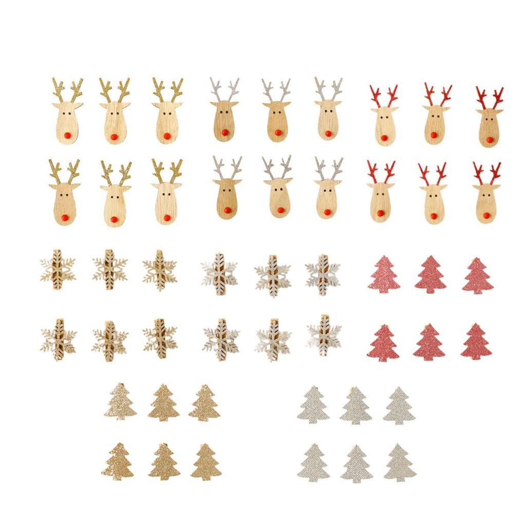 6x Christmas Tree Wood Hanging Pendant DIY Crafts Decorative Accessory with Clips for Holiday Decor Multifunctional Lightweight