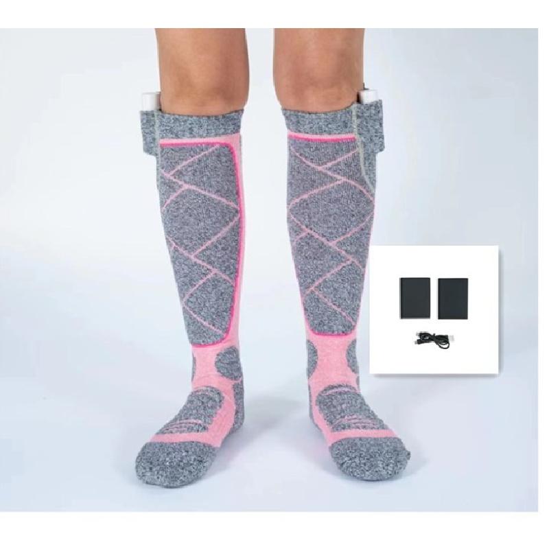 

Носки с подогревом, перезаряжаемые 5 В 5000 мАч, носки с подогревом на батарейках с 3 уровнями подогрева для катания на лыжах, коньках, походов, прогулок, рыбалки, езды на велосипеде, езды на мотоцикле B