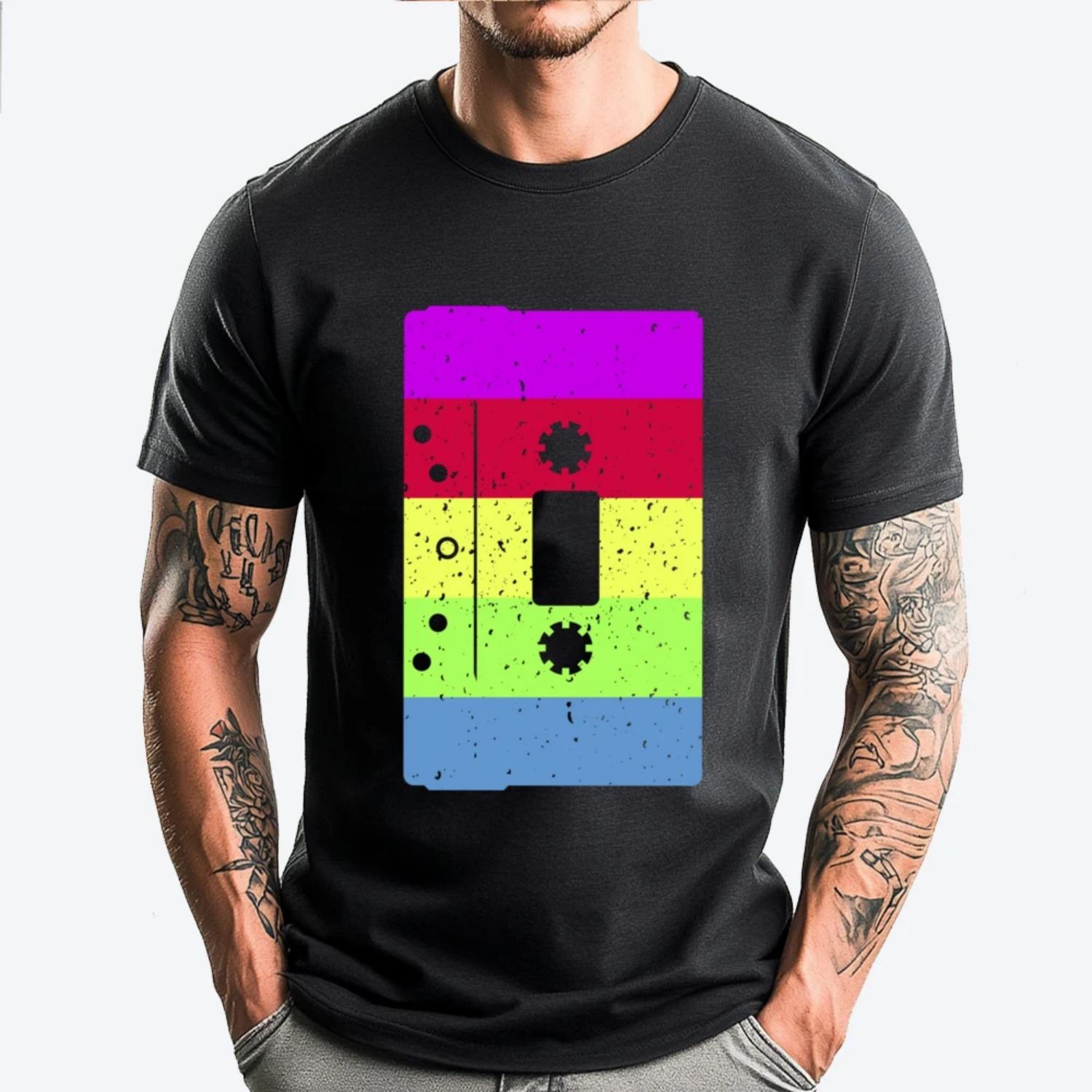 

Retro 80s Cassette Tape Harajuku Men s Clothing Plus Size Men Clothing Christmas Shirt Streetwear Men s Clothing Vaporwave S чёрный