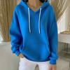Women's Casual Trendy Hoodie Long Sleeve Color Pullover Sweatshirt