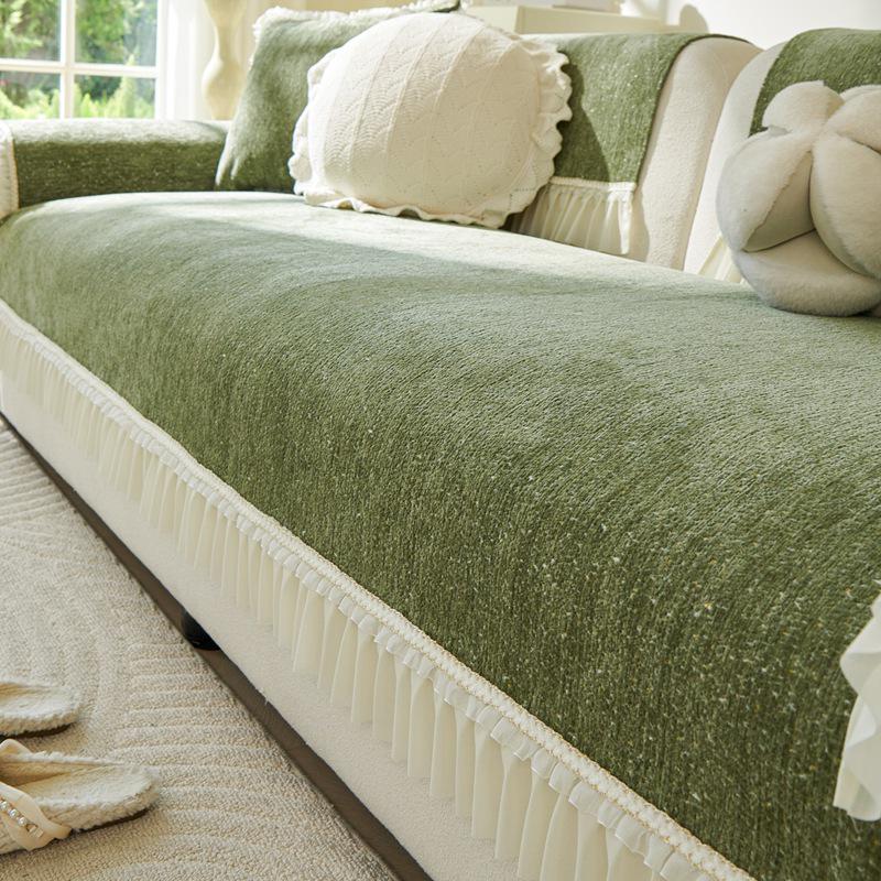 

Chenille Non-Slip Green Ruffle Sofa Cushion - All-Season, Dirt-Resistant, 2026 Style 70*70cm