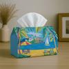 1pc Tissue Box Holder with Tropical Retro Illustration Design-Beach Palm Coastal Colorful,Durable Polyester,Ideal for Kitchen,Living Room,Bedroom,Bath