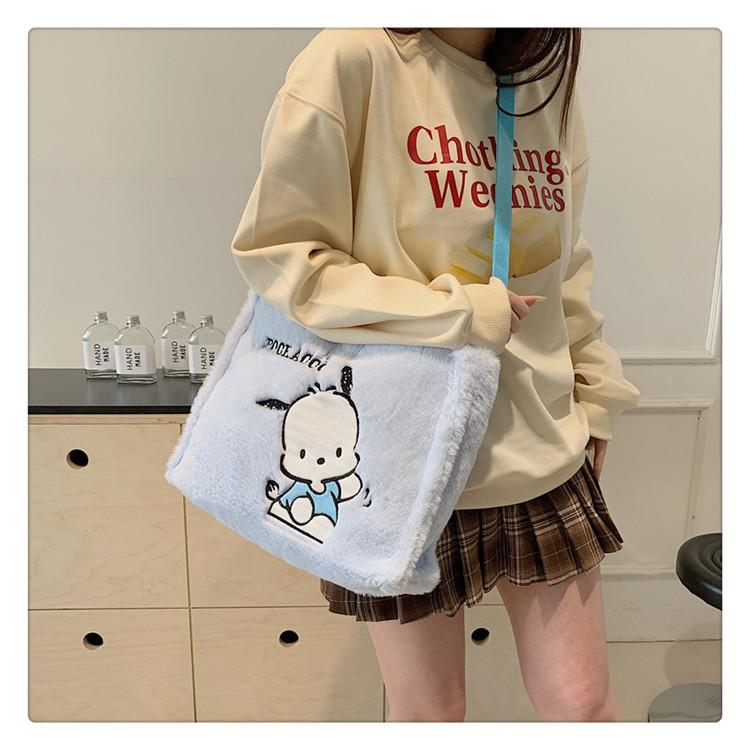 Hello Kitty Stitch Labubu Plush Shoulder Bag With Zipper Closure For Daily Casual Use