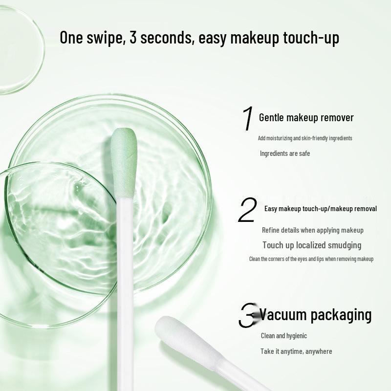 IkAllANT Make-up-Entferner-Stäbchen mit Lösung, Eingebauter Korrektor, Sofort einsatzbereite Wattestäbchen