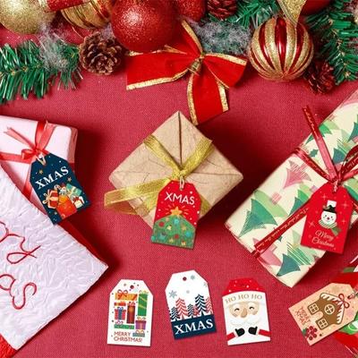 48 listů Christmas Cartoon Tag Vánoční stromky Dekorace přání Dárkový přívěsek Festival Přání s vícebarevným vzorem