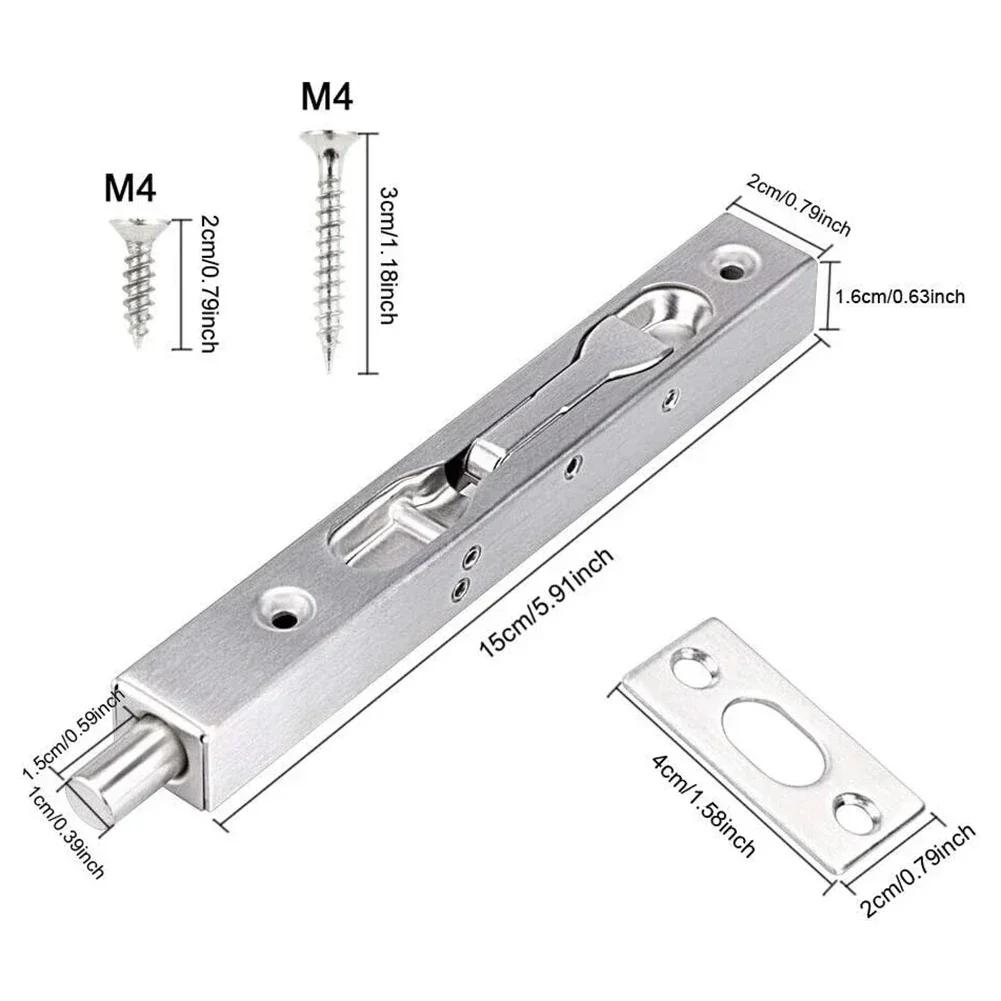 2 Pcs Door Bolt Lock Invisible Bolt Latch Lock Tiandi Concealed Door Latch Stainless Steel Home Safety Anti-theft Hardware