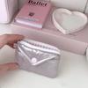 Dust Protection Cotton Material Quilted Wallet Bow Design 2-Layer Mini Storage Bag Portable Size Dust-Proof Card Bag Card Holder