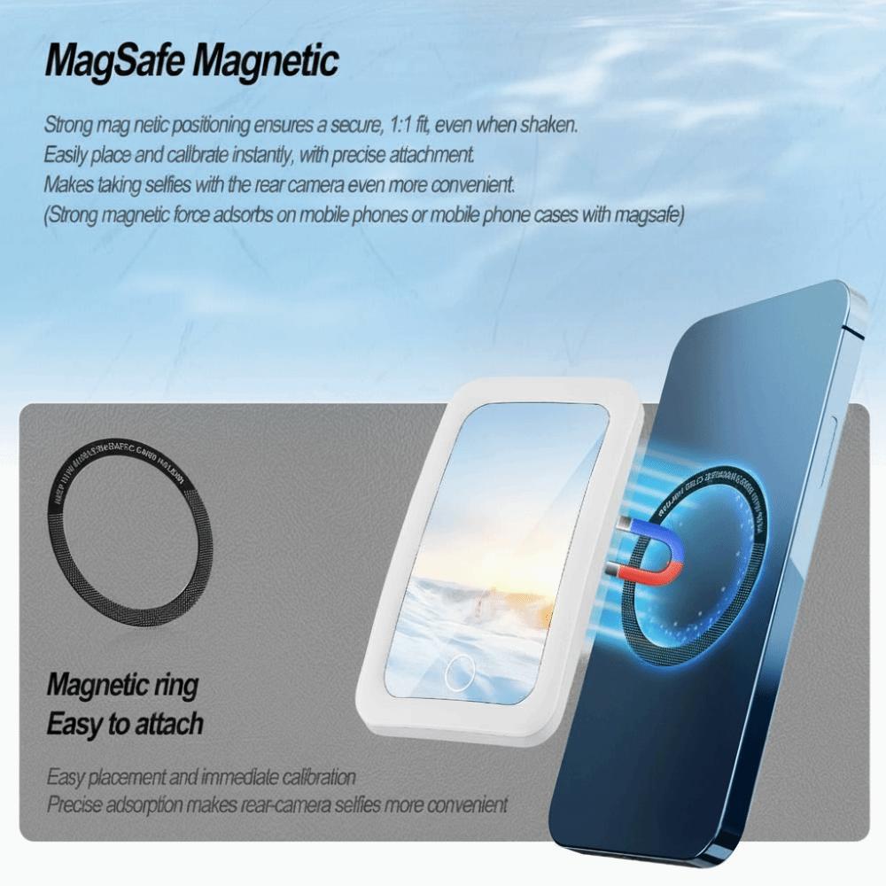 Magnetic Magnetic Selfie Mirror Wide-Angle Led Phone Selfie Mirror Back Suction Mobile Led Wide-Angle Mirror Vlogging