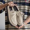 Men's Loafers Summer Comfortable Suede Casual Shoes Retro Platform Lace-up Flat Half Slippers Mules  Para Hombre