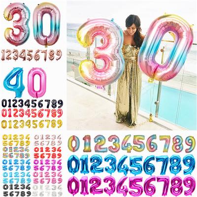 16 32 Inch Big Foil Helium Number Balloon 0-9 Figures Birthday Party Decorations Kid Wedding Balloon