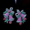 Colorful Zircon Christmas Bell Earrings: Retro European & American Style, Korean Internet Celebrity Fashion