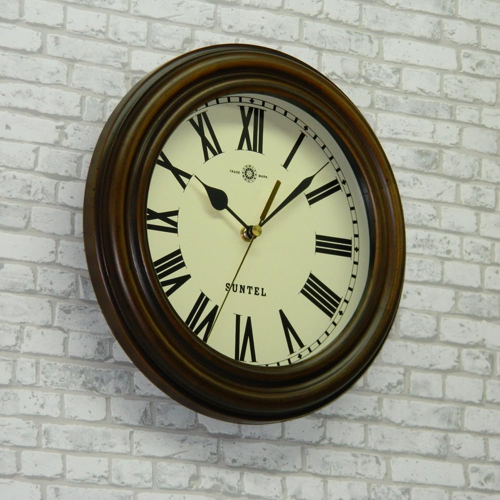 Santell Japanese-Made Retro Radio-Controlled Clock (Roman Letters) Antique Brown DQL729R-AN