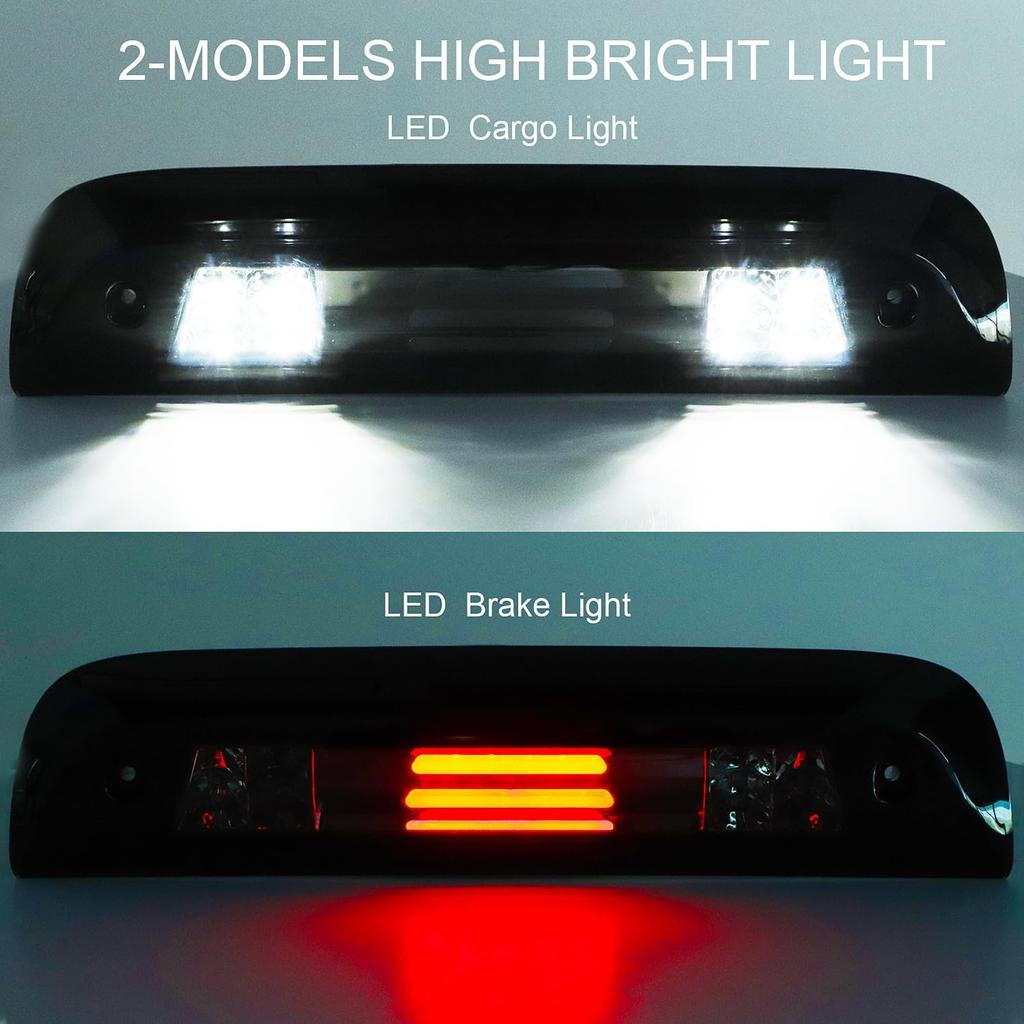 Tresound LED 3rd Third Brake Light for 2014-2018 Chevy Silverado & GMC Sierra 1500 2500 HD 3500 HD Rear High Mount Stop Cargo Lamp, Smoked Lens