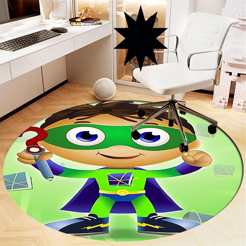 Super Why Printed Round Rug Carpet Chair Rug Area Rug Entryway Doormats,for Office Chair Living Room Bedroom Kitchen Room.