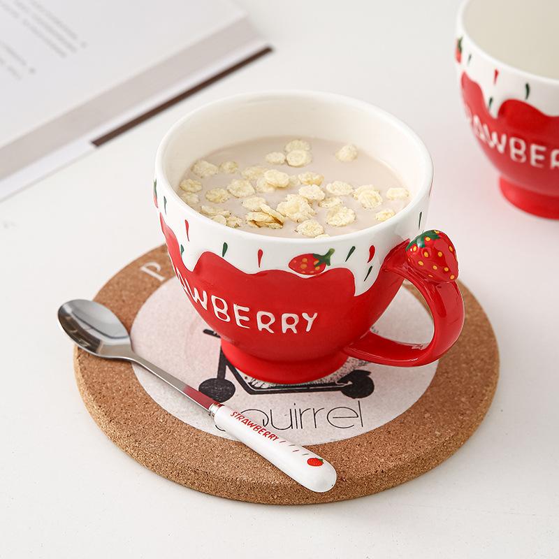 Ins wind cups ceramic coffee mugs large-capacity office cups high-value girls breakfast cups home.
