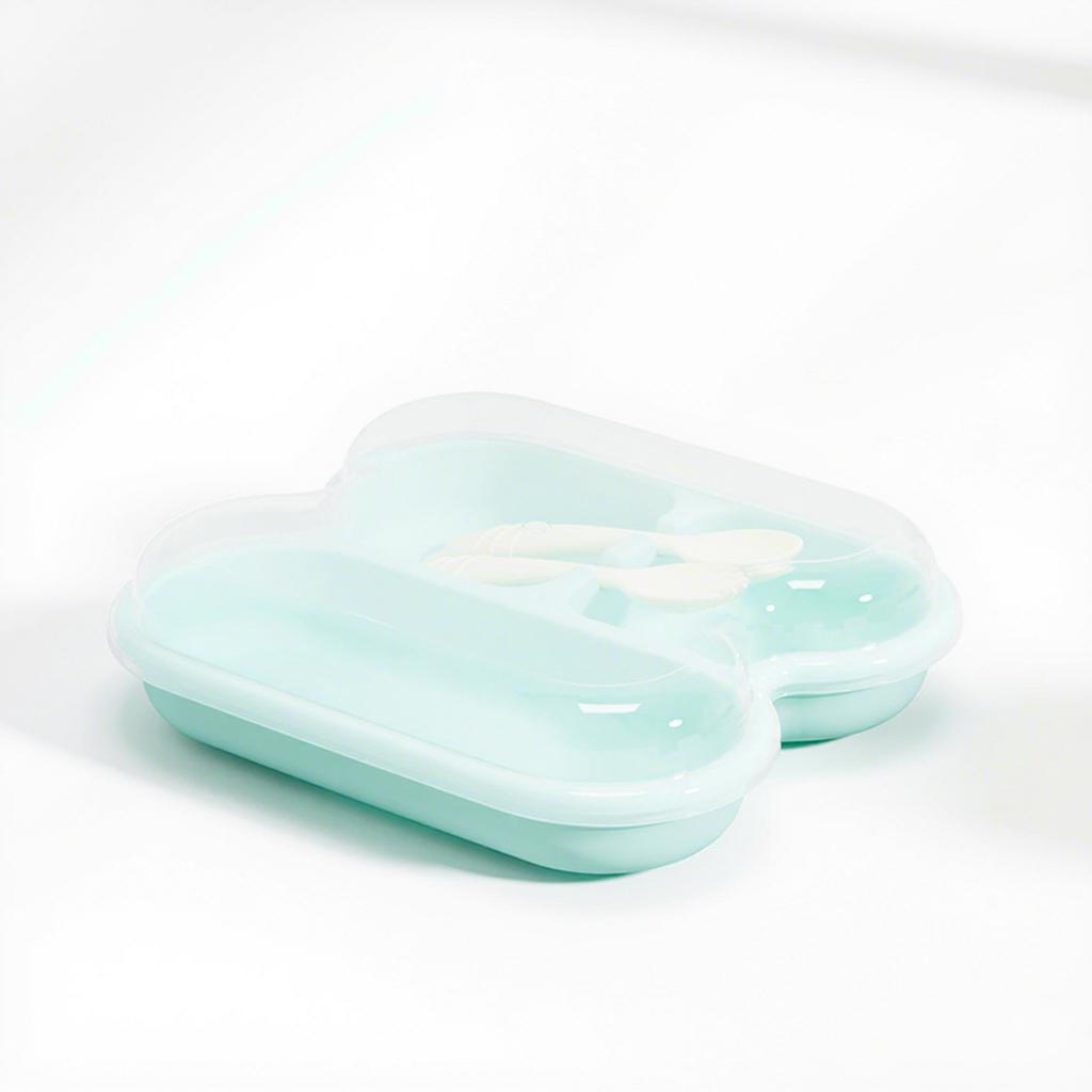 Plastic Microwave-Safe Compartmentalized Lunch Box Three Grids for Office Workers Food-Grade Fresh-Keeping Single-Tier