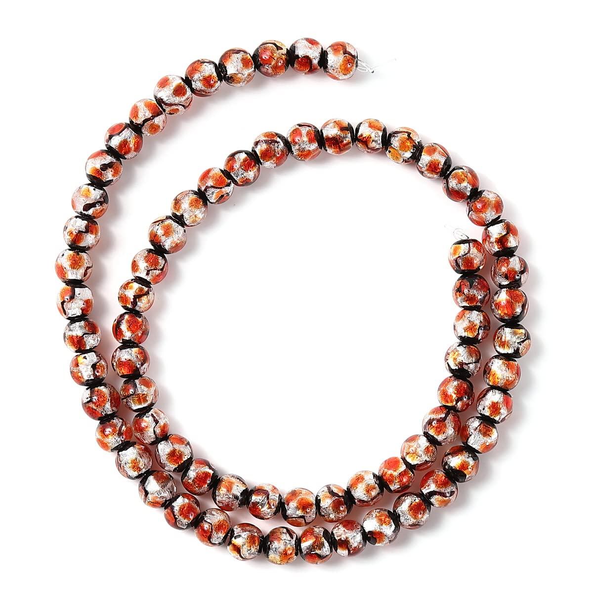 

Sea Drop Glow-in-the-Dark Firefly Glass Beads, Orange, 6mm, Strand of 68 Beads, 40cm Length, Luminous, Lampwork Beads [117tt-06]
