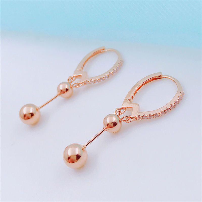 Starfuo 585 Rose Gold Plated Round Ball Earrings - Versatile Fashion in Russian Purple Gold.