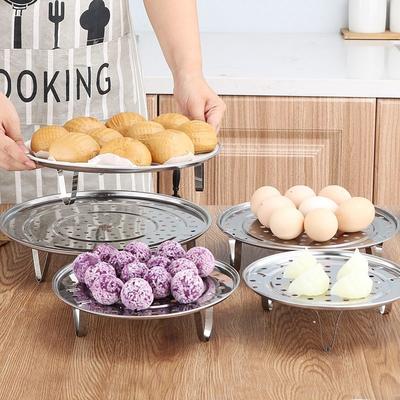 Steamer Rack with Removable Legs, Multipurpose Stainless Steel Steam Tray & Bread Stand for Pots, Pressure Cookers(20cm)