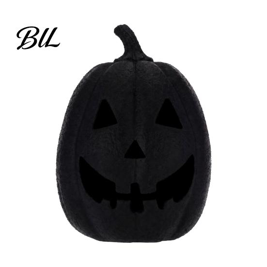 Gothic Home Decoration Halloween Pumpkin Figurine, Black Resin Spooky Face Sculpture, Durable Seasonal Table Centerpiece Tabletop for Mantel Fireplace