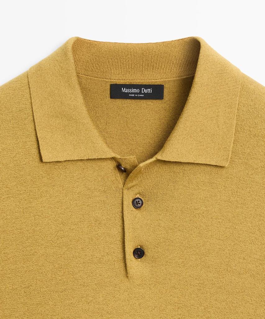 Masimodutti Short Sleeve Cotton & Linen Knit Polo Shirt