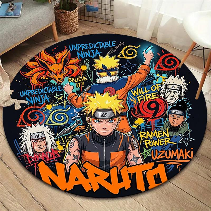 Naruto Poster Round Area Rug Carpet Rug For Living Room Bedroom Sofa Playroom Decor Nonslip Floor Mat