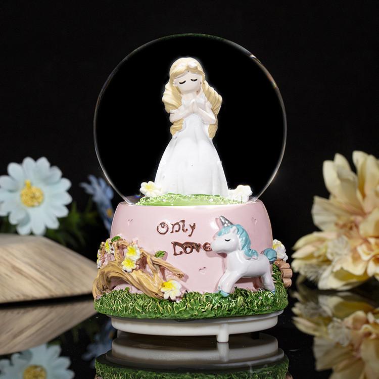 Prayer Crystal Girl Ball Music Box Room Decorated With Nightlights Aaa Battery