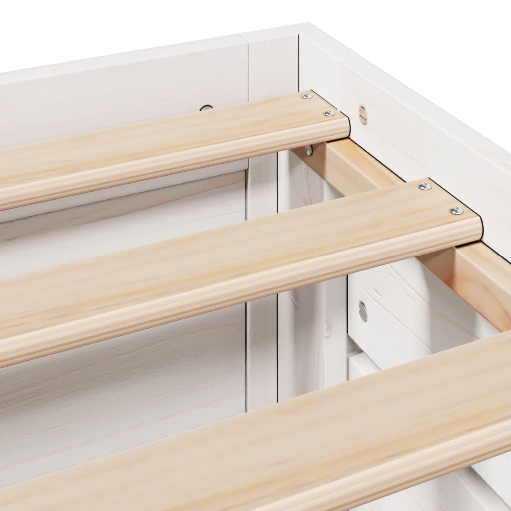 Solid Wood Bed Without Mattress with Drawers White 90x200 Cm