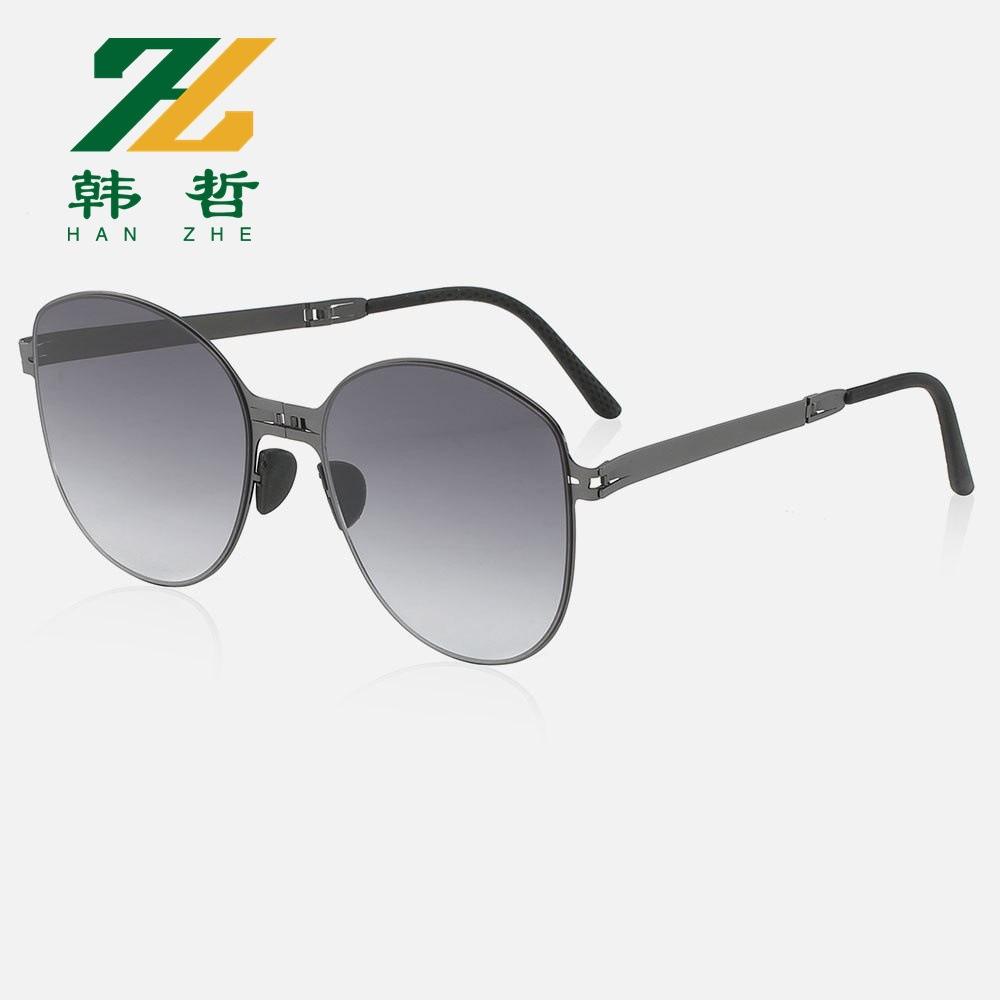 New thin folding sunglasses fashionable screwless large frame sunglasses slim plain glasses biscuit sunglasses