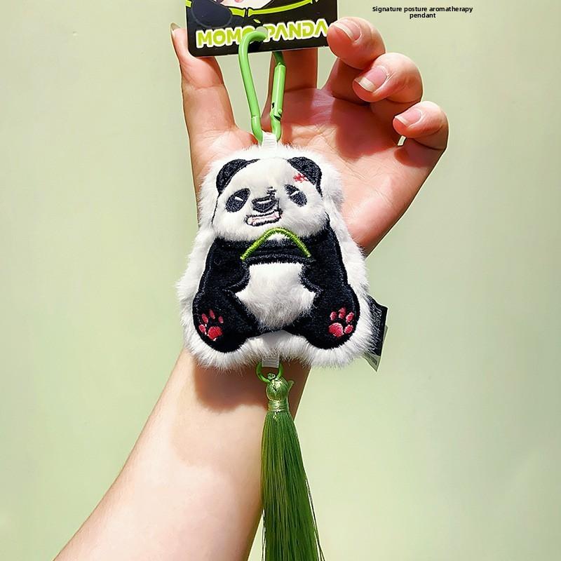 Aromatherapy Cartoon Panda Pendant With Plush Texture For Car And Decoration Bag