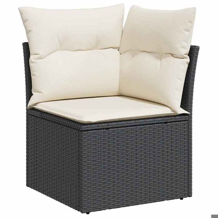 VidaXL Garden Corner Sofa with Cushions, Seat with Backrest, Outdoor Patio Backyard Terrace Furniture, Black 366012