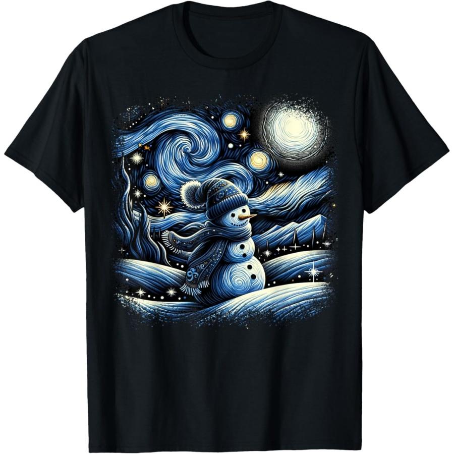 

Футболка Зоряна ніч Ван Гога, Різдвяний сніговик, Зимова сніжна ніч(7) XXXXXL чорний